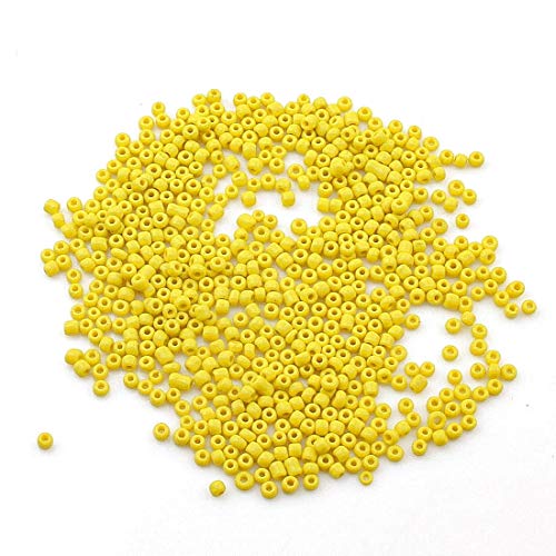 Perlin Glass Seed Beads 3mm 8/0 Round Mini Small Pony Beads 3300pcs for Making Earrings Bracelets Pendants Waist Jewelry DIY Handmade Opaque Color Kit (Yellow, 2,6 mm ~ 3 mm) - color: Yellow