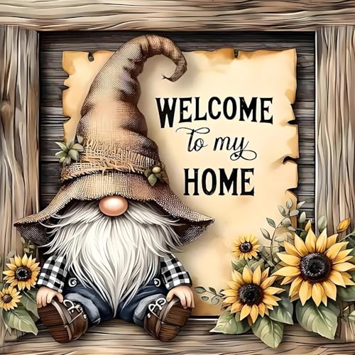 DYAIANGMU Gnome Stamped Cross Stitch Kit for Adults 13.7x13.7 inches - color: red-78