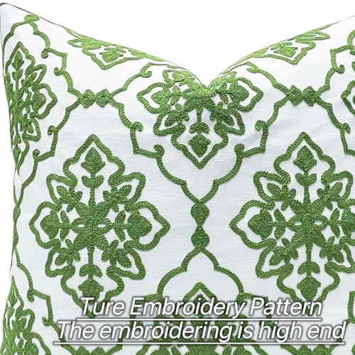Slow Cow Embroidered Throw Pillow Cover 18 x 18 Inch Green - color: Green Bohemian Flower, size: 18" x 18" (Pack of 1)
