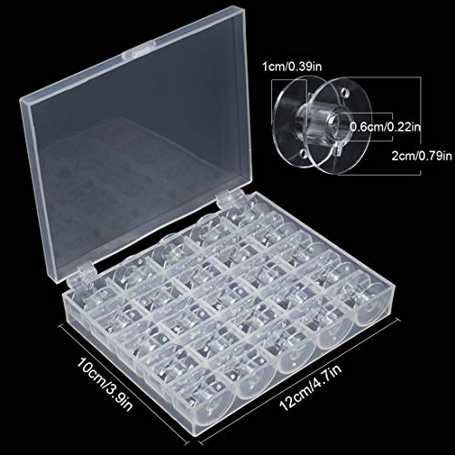 Bobbin Box,Machine Bobbin Organizer Plastic Case,Transparent 25 Slots Empty Bobbins Spools Box，Sewing Craft Plastic Case Storage Box for Sewing Machine - size: 2Pack-50Bobbins