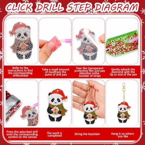 Tondiamo 20 Pcs Christmas Cute Animal Diamond Painting Keychains Kit, Xmas Cartoon Animal Ornaments DIY Diamond Art Key Pendant Set for Xmas Tree Decor Party Favors Gift - style: Animal