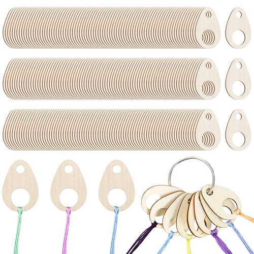 Nicunom 200 pcs Floss Drops Cross Stitch, Wood Bobbins with Hinged Ring Embroidery Floss Bobbins Teardrop Thread Organizer Thread Holder for DIY Craft Sewing Thread Storage, 1.9x1.3 inch