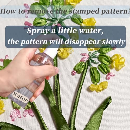 FONNUY Embroidery Kit for Beginners，Plants Flowers Pre-Stamped Pattern Kits for Adults with Hoop, Easy to Follow Needlework (Butterfly Flower) - color: Butterfly Flower