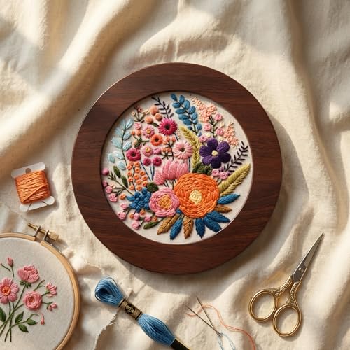 RattanView 12 Pcs Wood Embroidery Hoop Frame for Display 8 Inch - color: Walnut, size: 8 inch
