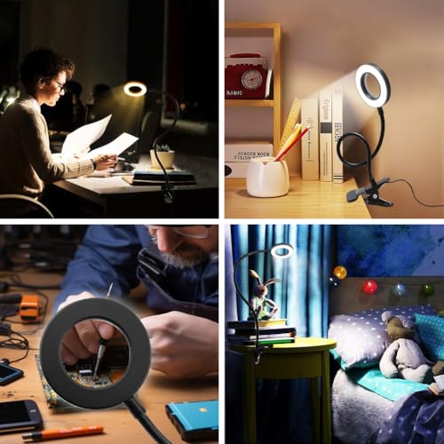 5X Magnifying Glass with Light, Hands Free Clip on Magnifier Lamp