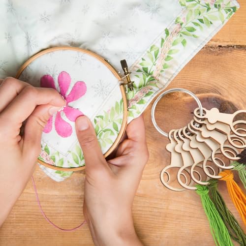 101pcs Wooden Thread Drops,2.4x1.36 Inch Teardrop Embroidery Floss Organizer with Floss Ring Cross Stitch Bobbins for DIY Sewing Storage,Craft Supplies(Style E) - color: I-shaped