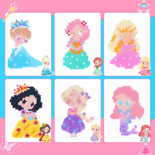 Meland Fuse Beads Kit, 5MM 4800 Princess Rainbow Beads for Girls Ages 5-12 - size: 4800 pcs without Iron