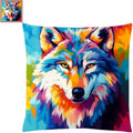 Fanxvivy Stamped Cross Stitch Kits for Adults Beginners Pillow Needlepoint Kit with Embroidery Pattern Needlework Kit Prestamped Stitches Kit 11CT Cross Stitching-Colorful Wolf 18x18 inch - color: Pre-pattern 34