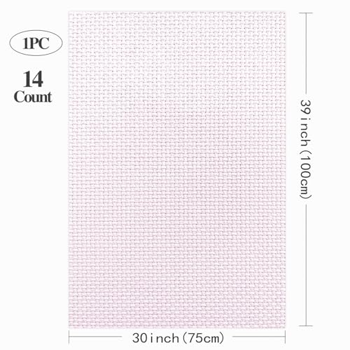 Aida Cloth 14 Count Cross Stitch Fabric Cross Stitch Aida Cloth for Embroidery and Needlework (Light Purplish-Pink, 30 * 39inch) - color: Light Purplish-pink