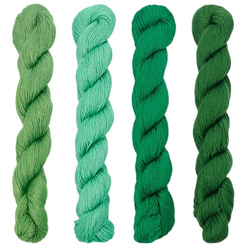 FREEBLOSS 4 Pcs Sashiko Thread Sashiko Skein 100 M*4 Colors(Green) Cotton Embroidery Thread Japanese Quilting & Embroidery Sashiko Kit Supplies Sewing Thread - color: Green