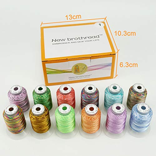 New brothread 12 Colors Variegated Embroidery Machine Thread Kit -1 - color: Assortment 1