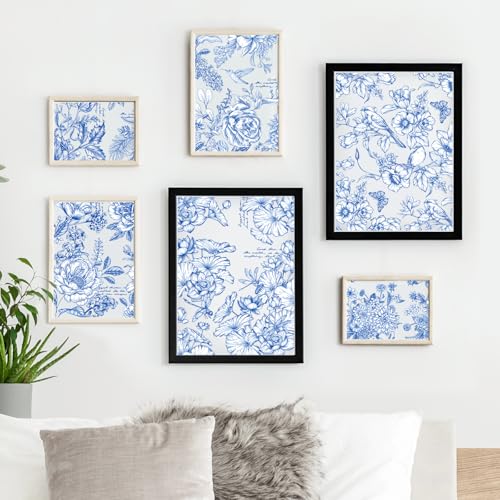 Wxiben 6 Pcs Vintage Blue Flower Rub on Transfers for Crafts and Furniture - style: Blue Flower