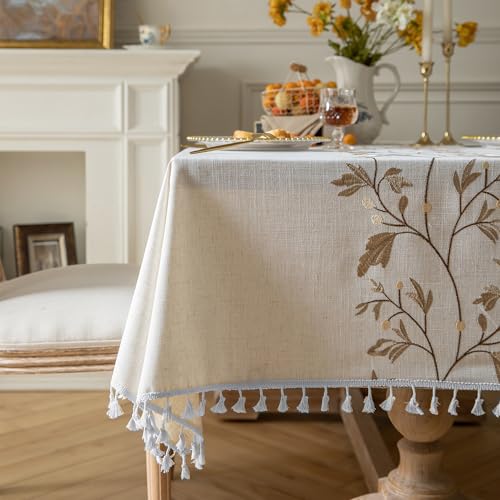 Oubonun Tablecloths for Rectangle Tables - color: Beige, Coffee Leaf, size: 102" x 55" (Rectangular)