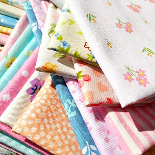 flic-flac 25pcs 12 x 12 inches (30cmx30cm) Cotton Fabric Squares Quilting Sewing Floral Precut Fabric Square Sheets for Craft Patchwork - size: 25pcs 30cm*30cm