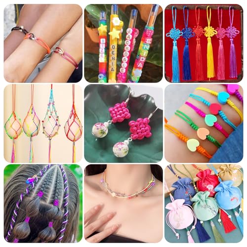 Elecrelive 20 Colors Rattail Silk Cords 1.5mm Polyester Thread Chinese Knot Cord 218 Yard Silk String for Kumihimo Lanyards Jewelry Keychain Making - color: 20 Colors