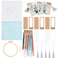 AHANDMAKER Embroidery Bookmark Set, Floral Plant Stamped Embroidery Bookmark for Adults Counted Cross Stitch Kit with Needle Tassel Cards Embroidery Hoop Instructions