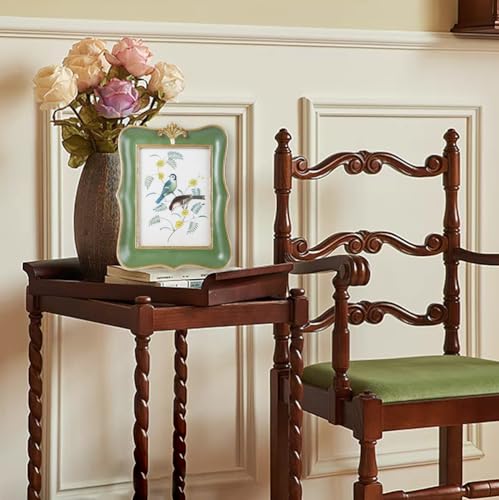 Vintage Picture Frame 5x7 Antique Ornate Photo Frame Tabletop and Wall Hanging Old-Fashioned Picture Frame, Decorative Retro Design Home Decor, Photo Gallery, Art, Green and Gold - color: Green and Gold, size: 5x7