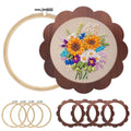 Kuabiz 8 Pcs 8 Inch Wood Embroidery Hoop Frame with Embroidery Hoops Sunflower Wood Embroidery Display Frame and Hoops for Finished Cross Stitch Hoop Frame DIY Art Craft Embroidery Sewing Ornaments