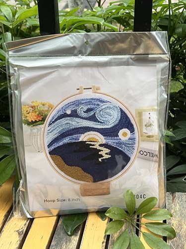 Meoe&heome Punch Needle Kit for Beginners, DIY Embroidery Set with 20+ Patterns(Starry Night) - color: Starry Night