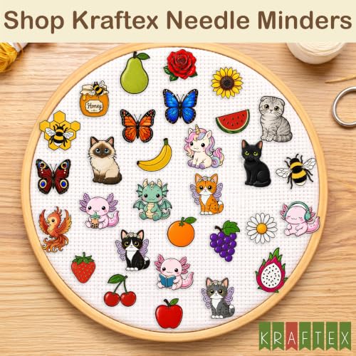 Kraftex Magnetic Needle Minder. Needleminder for Embroidery & Sewing. Cute Needlepoint Accessories. Magnetic Needle Holder for Cross Stitch. Cute Magnet Pin Gift - color: Fruits PBA