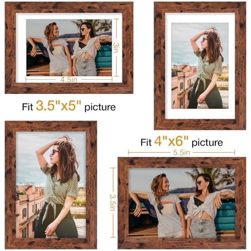 Vittanly 4x6 picture frame, Matted for 3.5x5 Photos, Dark Brown - color: Dark Brown, size: 4x6