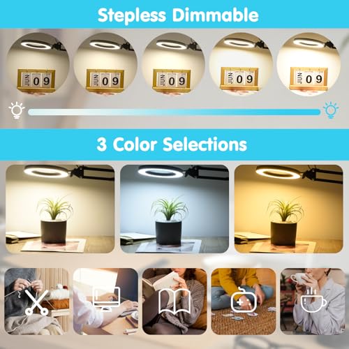LED Magnifying Desk Lamp with Stand and Clamp for Repair, Crafts, Reading - size: 20Inch Stand and Clamp