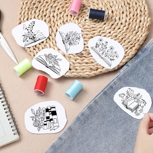 Floral Water Soluble Embroidery Patterns, 4 Sheets Stick and Stitch Embroidery Papers Wash Away, Pre-Printed Flower Pattern Transfer Paper Stabilizers for Hand Sewing Lovers Beginners - size: Flower D
