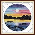Stamped Cross Stitch Kits for Beginners- Full Set of Sunset Embroidery for Adults,11 CT 3 Strands DIY Patterns Counted Arts Craft 15.3×15.3 inch - color: Sunset