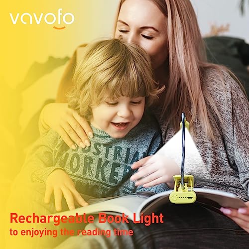 VAVOFO Rechargeable Reading Light, Clip on Book Light for Reading in Bed - color: Yellow