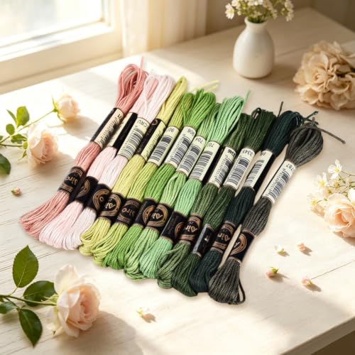 12 Skeins 105 Yards Green Friendship Bracelet String for Jewelry - color: Grass Color