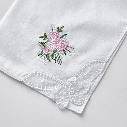 RDS HANKYTEX Cotton Embroidery Ladies' Handkerchiefs Lace Set of 6 - style: 4