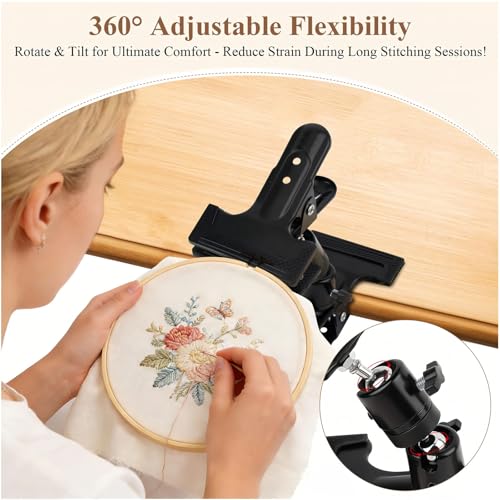 Naturezhen Embroidery Hoop Stand Holder, 360°Rotatable Metal Table Clamp