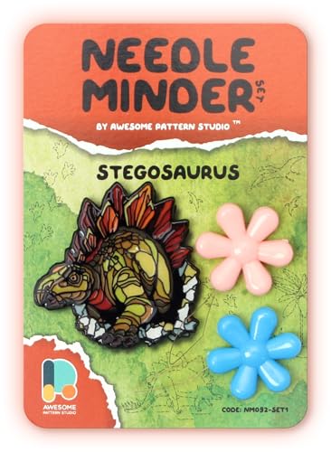 Awesome Pattern Studio Needle Minder Set - Stegosaurus Magnetic Needle Minder. Enamel Pin for Cross Stitch, Embroidery and Craft (Set #1) - color: Set #1