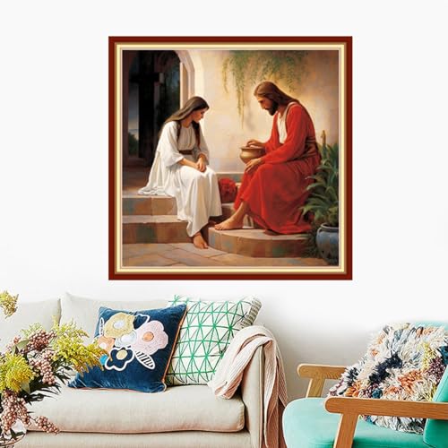 Foxdiviy Stamped Cross Stitch Kits Full Range of Embroidery Needlework Starter Kits for Beginners Adults 11CT Embroidery Patterns Art Crafts DIY Needlepoint Kits-Jesus Preaching 18x18 inch - color: Stamped Set 20