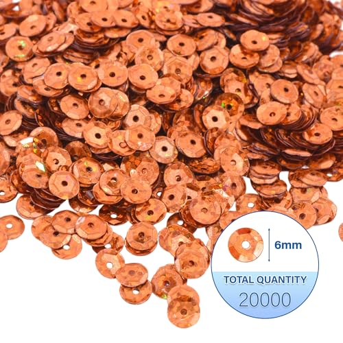 Mandala Crafts 6mm Cup Holographic Orange Sequins for Sewing Embroidery - color: Holographic Orange, size: 6mm Cup Sequins