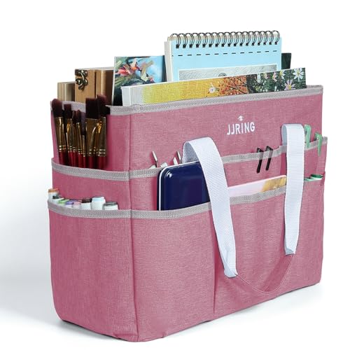 JJRING Craft Organizer Tote Bag Large Art Storage Caddy Pink - color: Pink, size: Large