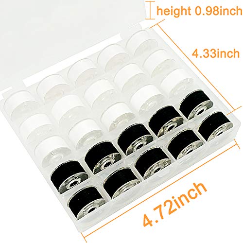 New brothread 25pcs Size A SA156 Prewound Bobbin Thread -15White+10Black - color: 90wt white+black