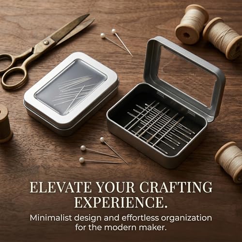 LIGHUFEIC 2 Pack Magnetic Needle Case with Clear Window, Portable Sewing Needle Holder Storage Box for Cross Stitch Embroidery, Rectangle Magnetic Needle Minder Keeper for Pins Organizer (Silver)