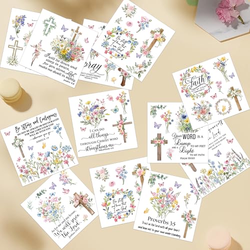 12 Pcs Bible Verse Floral Rub-On Transfers for Furniture & Crafts - style: Bible Verse Floral
