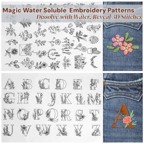 2026 Upgraded Embroidery Stitch Book & Complete Kit for Beginners | Includes Embroidery Hoop,86 Tools,65 Water-Soluble Patterns & 106 Stitches With Guides,Portable Craft Set for Adults & DIY Lovers