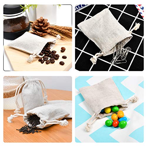 calary 50pcs Double Canvas Drawstring Bag Cotton Pouch Gift Sachet Muslin Reusable Tea Bag - style: 5.9x7.9 Inch (Pack of 50)