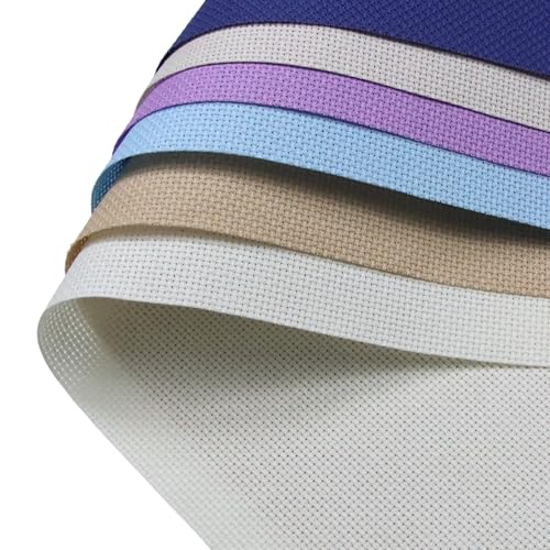 KCS 6 pc of 15" x 18" (38cmx45cm) Counted Cotton Aida Cloth Cross Stitch Fabric Rolled Box (16CT-C) - color: 16ct-c