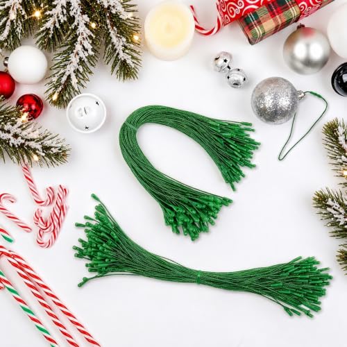 Christmas Tree Ornament String Hanger Precut Ribbon Hook with Snap Fastener - color: Green, size: 400pcs