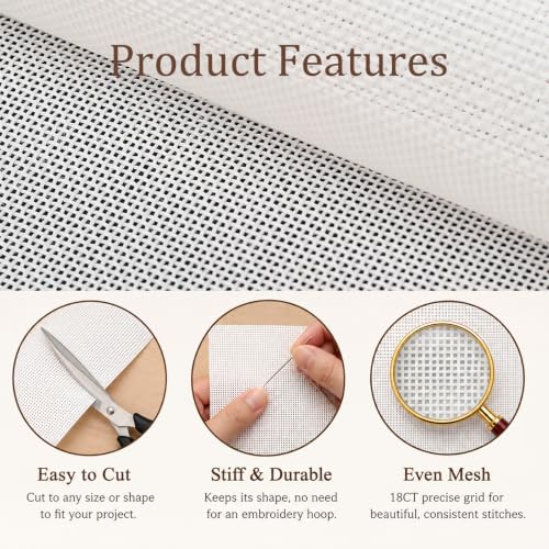 18 Mesh Roll Blank Needlepoint Canvas 15.7"x60" No Folds to Stitch
