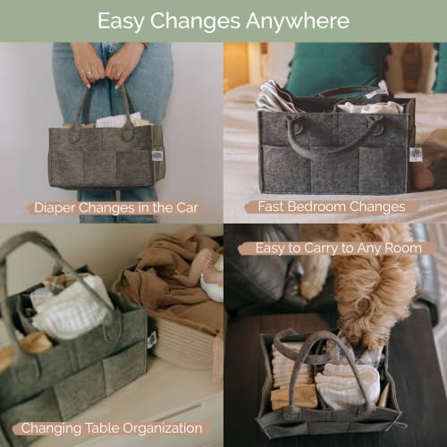 Parker Baby Co. Felt Diaper Caddy Organizer - Regular, Charcoal - color: Charcoal (Heathered Charcoal), size: Regular