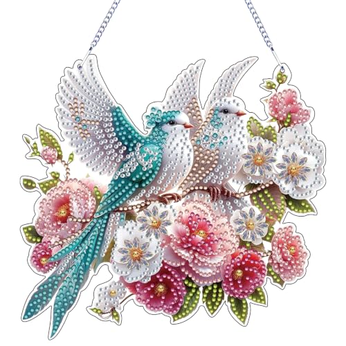 STGLCR Bird Diamond Art Painting Kit, Hanging Double Sided Diamond Art Suncatchers Window Pendants,Diamond Painting Crafts Gift, DIY Special Shaped Gem Wall Ornament for Adults(Bird) - color: Bird