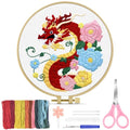 TINDTOP Embroidery Kit for Beginners Adult, Dragon Embroidery Kit for Beginners Include Embroidery Cloth Hoops Threads for Craft Lover Hand Stitch with Embroidery Skill Techniques - color: Dragon