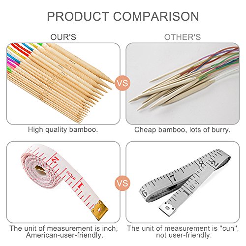18 Pairs Bamboo Knitting Needles Set, Vancens Circular Wooden Knitting Needles with Colorful Plastic Tube, Small Tools for Weave are Included, 18 Sizes: 2mm - 10mm, 31.5" Length - size: 31.5" Knitting Needles