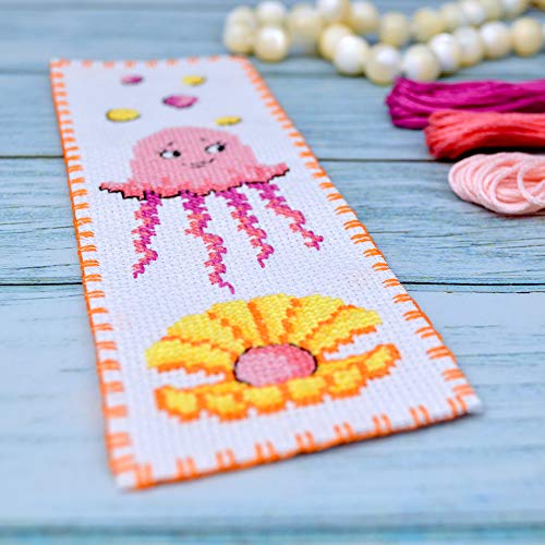 Povitrulya Counted Cross Stitch Kit 'Jellyfish' - DIY Embroidery Bookmark Under the Sea - color: JellyFish