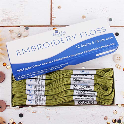 12 Skeins ThreadArt Cotton Embroidery Floss, Avocado - color: Avocado